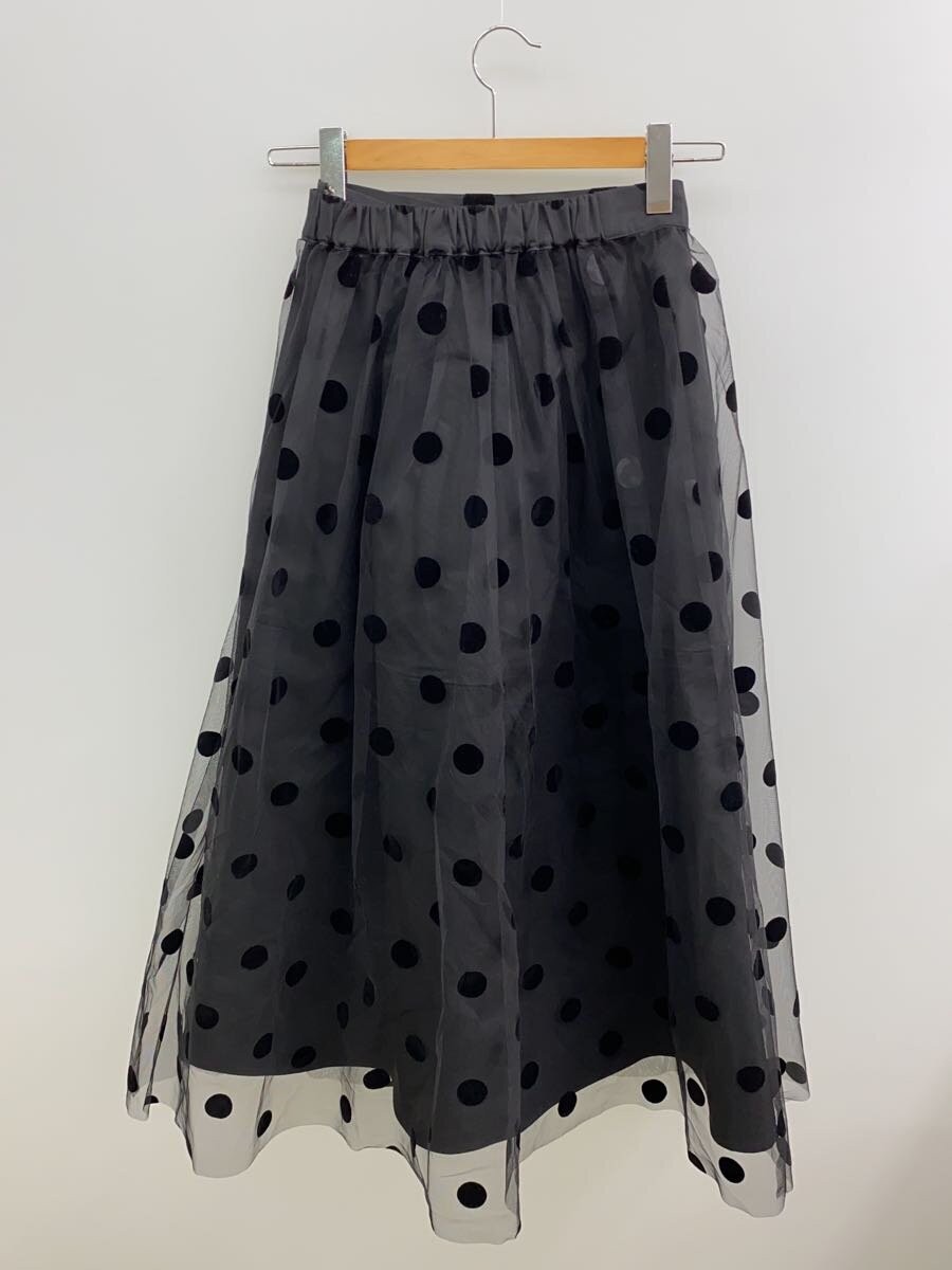AMERI Long Skirt, Size S, Polyester, Black, Dot P… - image 2