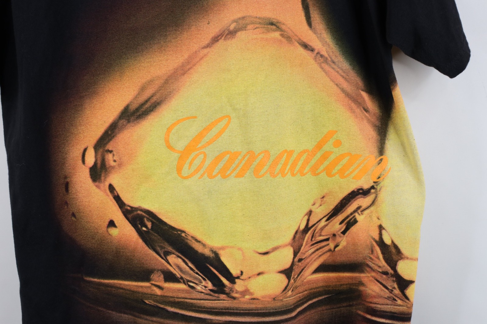 Vtg 90s Y2K Streetwear Mens L Faded All Over Print Canadian Club Whiskey T-Shirt image 4