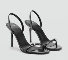 NEW MANGO MNG BLACK STILETTO HEEL BUCKLE SANDALS HIGH HEELS SHOES 36 US 6