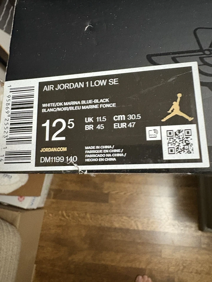 Air Jordan 1 Low SE True Blue Cement Talla 12.5 DM1199-140 NUEVO CON CAJA Foto 3 de 4