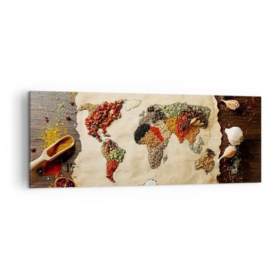 Wandbilder 140x50cm Leinwandbild Welt Karte Gewürze Farben XXL Bilder Wanddeko