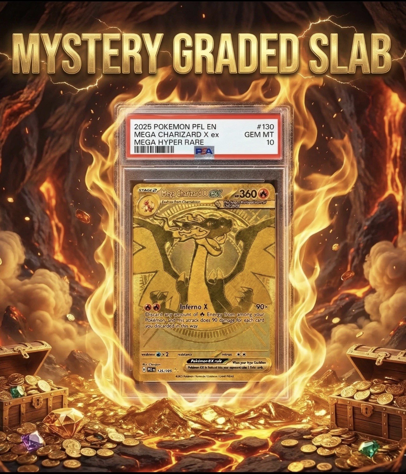 Mystery Pokemon Graded Card – Random – PSA 10 Gold Charizard Chase – Read Desc 