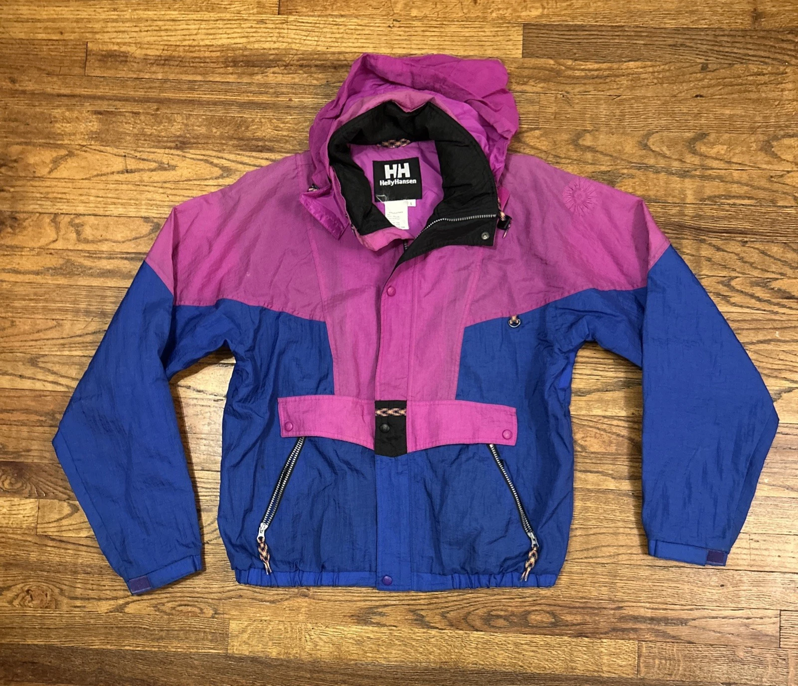 Helly Hansen Ski Jacket Full Zips Pink Blue Size Large Vintage 90’s