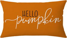 Fall Pillow Cover 12x20 Hello Pumpkin Throw Pillow Cushion Case Autumn Decor Tha