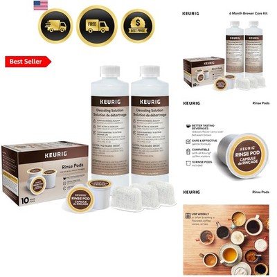 6- Brewer Maintenance Care Kit, Includes Descaling Solution, Rinse Pods, & Wa...
