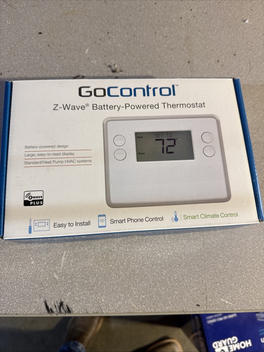 GoControl GC-TBZ48 Z-Wave Battery-Powered Thermostat - White for