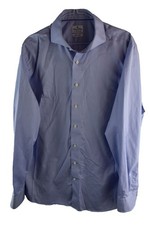 EMANUEL BERG Blue Long Sleeve Shirt size 16.5" 42Cm Mens Modern Fit Casual