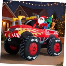 8.5 FT Long Santa in Monster Truck Christmas Inflatables 8.5 FT Monster Truck