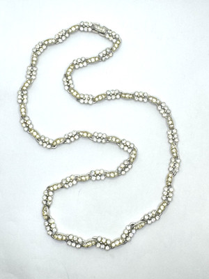 Vintage 1940 s Eisenberg Detailed Clear Rhinestone Chain Necklace 23  Unsigned