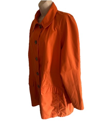 LANDSEND Regen oder Glanz Frühlingsjacke Mantel orange 6 Knöpfe Kragen Pattentaschen 1X - Bild 6 von 11