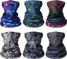 Neck Gaiter for Men Women, 6 Pack Face Mask Breathable Face Cover for Sun UV Pro