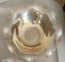 Vtg 50’s Jeanette Floragold/Louisa Large Glass Bowl Iridescent Marigold Carnival