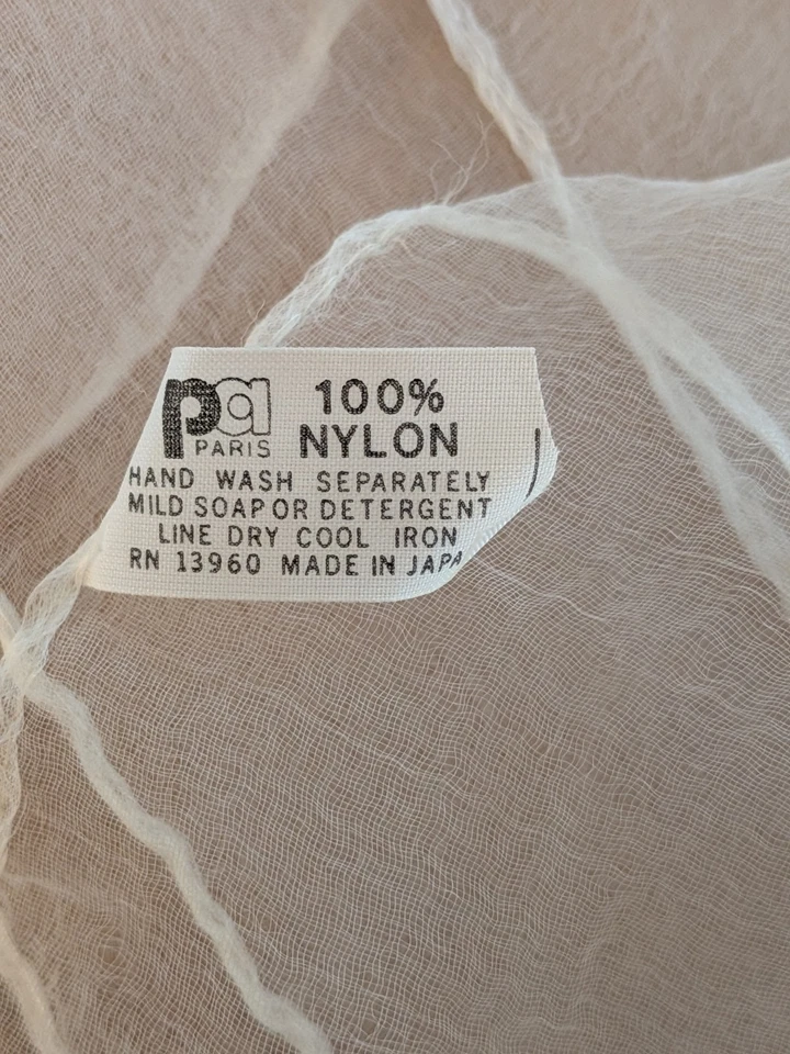 Vtg 50s 60s Sheer Chiffon Scarf White 25x25" - Image 2 of 3