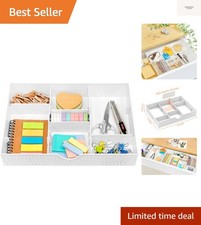 3 Slot Drawer Organizer with 4 Adjustable Dividers - Drawer Storage 7 Compart...