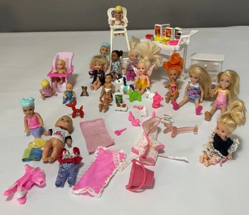 Vintage 90s Barbie Little Sister Kelly And Baby Dolls Furniture Accessories