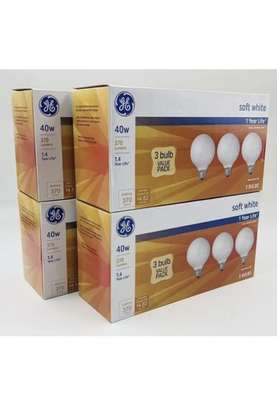 #ad ***12 Bulbs*** GE 40 Watt Soft White G25 Vanity Globe Light Bulbs Medium Base $29.00