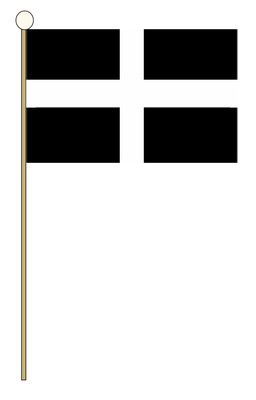 CORNWALL HAND WEHENDE FLAGGE mittel 9'' x 6'' Holzstange Flaggen KORNISCH UK KERNOW