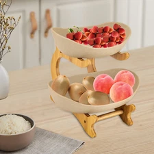 Fruit Basket Kitchen 2-Tier Fruit Bowl Counter Storage Rack Stand Fruit Bowl