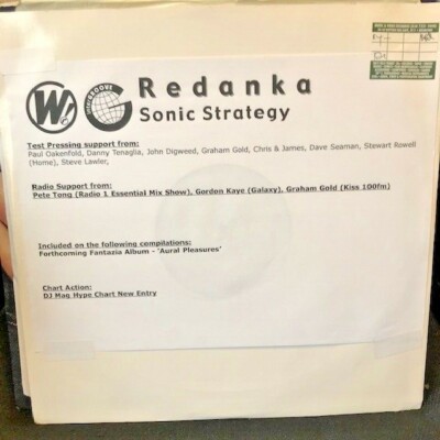 REDANKA - SONIC STRATEGY / NO FRILLS 12'' WHOOP RECORDS PROMO INC PRESS SHEET