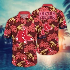 Boston Baseball Team Red Soxx Hawaiian Shirt Button Down Unisex Adults S-5XL