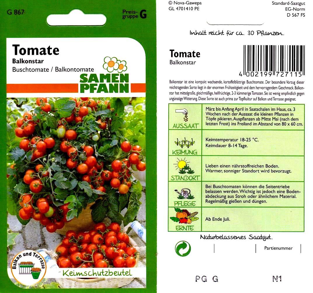 Buschtomate Balkonstar - Tomaten Samen | eBay.de