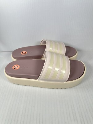 Adidas Adilette Platform Slides Putty Mauve Wonder White
