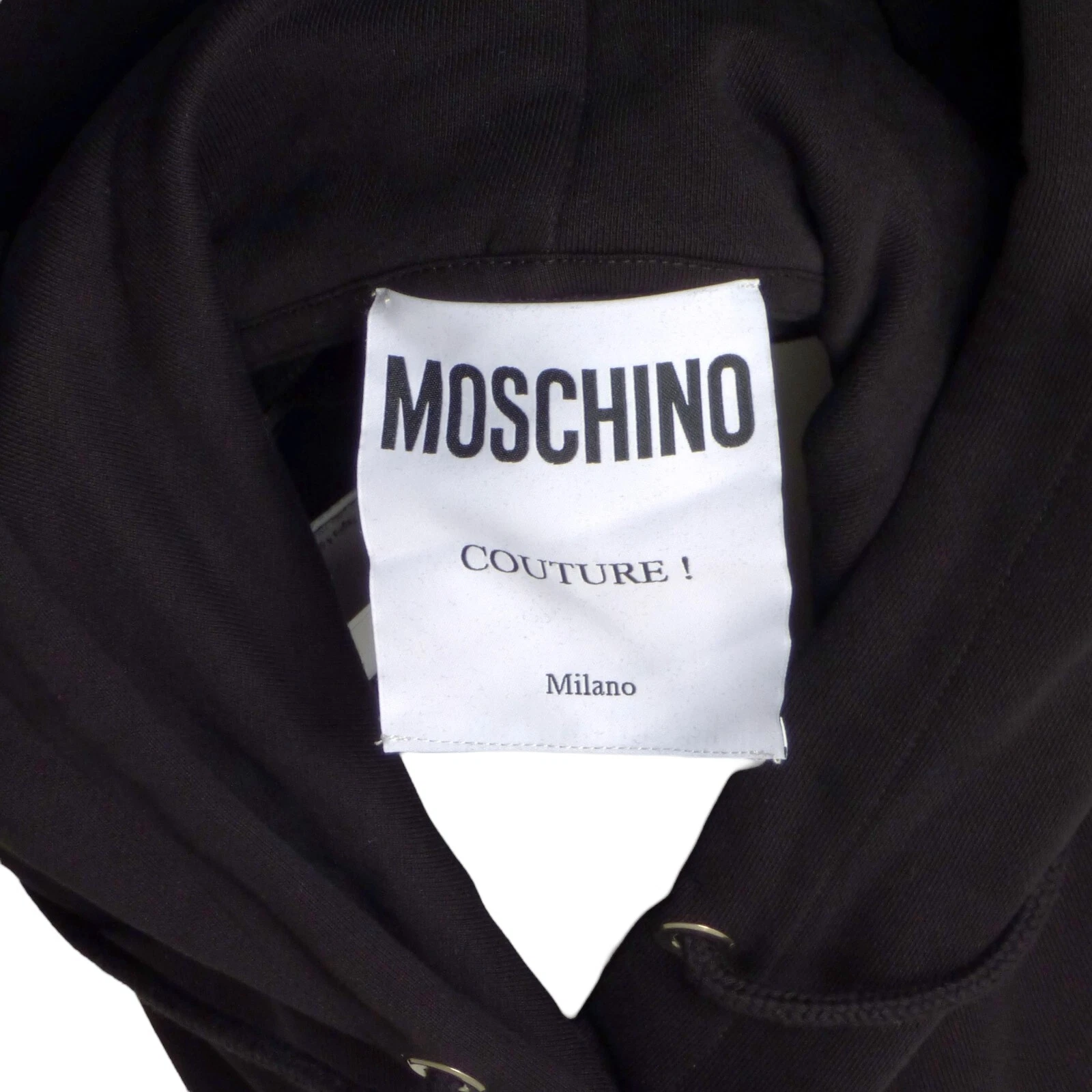MOSCHINO COUTURE Abito nero con cappuccio Couture Wars 2018 nuovo con etichette taglia 2