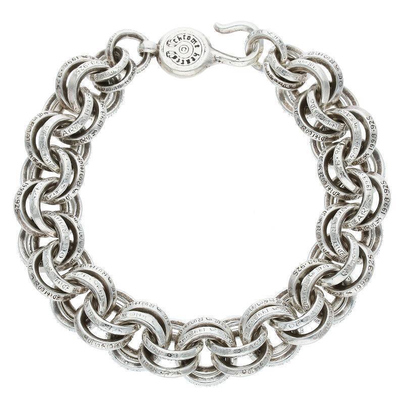 CHROME HEARTS Double Ring Silver Bracelet Silver 77.82g CHROME HEARTS Double Ring Silver Bracelet Silver 77.82g