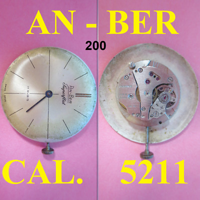 an-ber uhrwerk kal. 5211 Uhrwerk Handaufzug alte Uhr x Teile funktionieren nicht Vintage