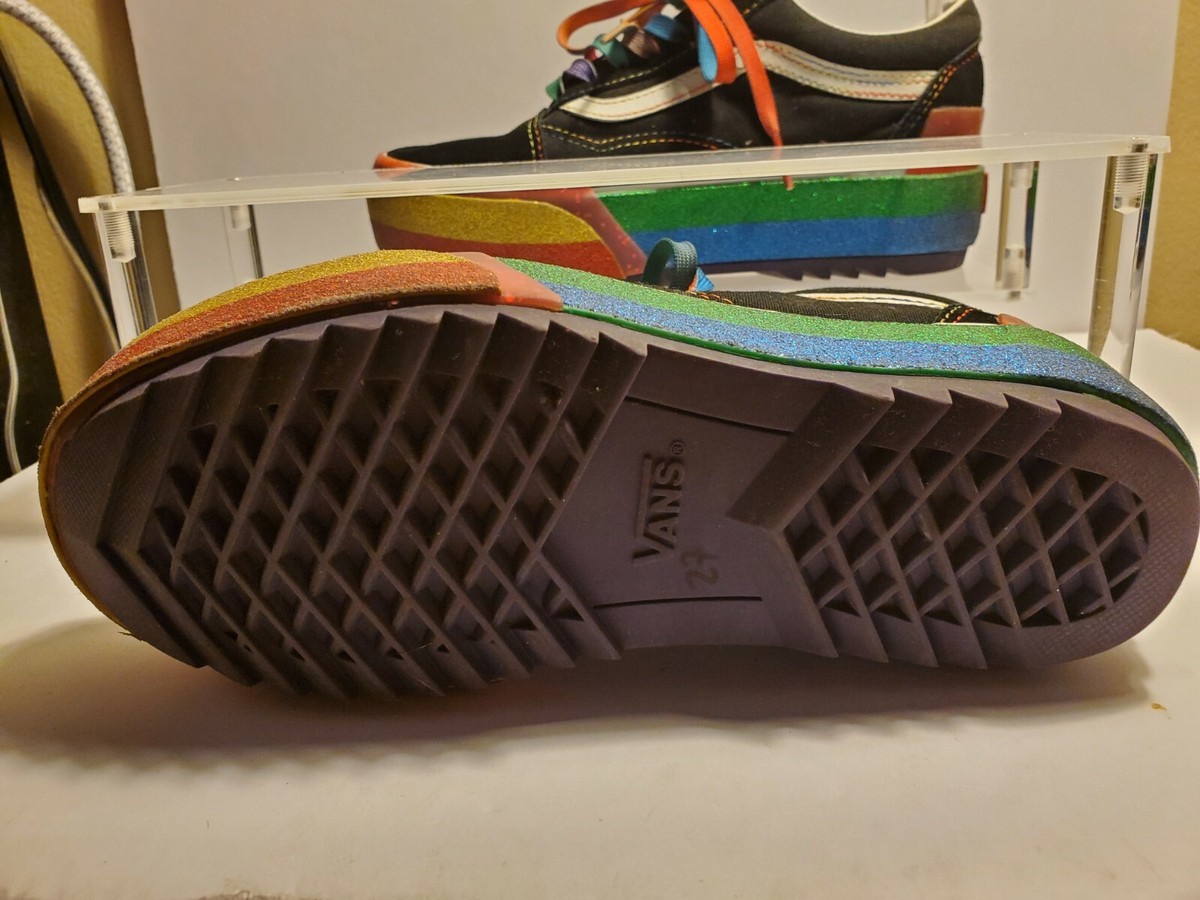 VANS Old Skool Unisex Stacked Glitter Rainbow Black Sneakers M W
