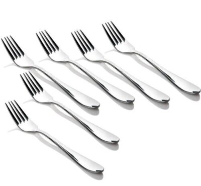 6 X EDELSTAHL BESTECK ESS KUCHENGABELN