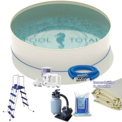 Pool-Set KOMFORT Ø 3,00 x 1,20 m rund 0,6mm Stahl + 0,8mm Folie EB sand Rundpool