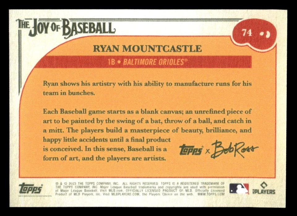 2023 Topps x Bob Ross The Joy of Baseball #74 Ryan Mountcastle - Image 2 of 2