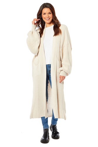 Womens Ladies Oversize Baggy Chunky Cable Knitted Long Line Gorj Cape Cardigan - Picture 81 of 103