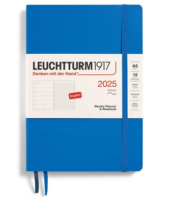 LEUCHTTURM1917 - Weekly Planner & Notebook 2025, Softcover, Medium A5, Sky Blue