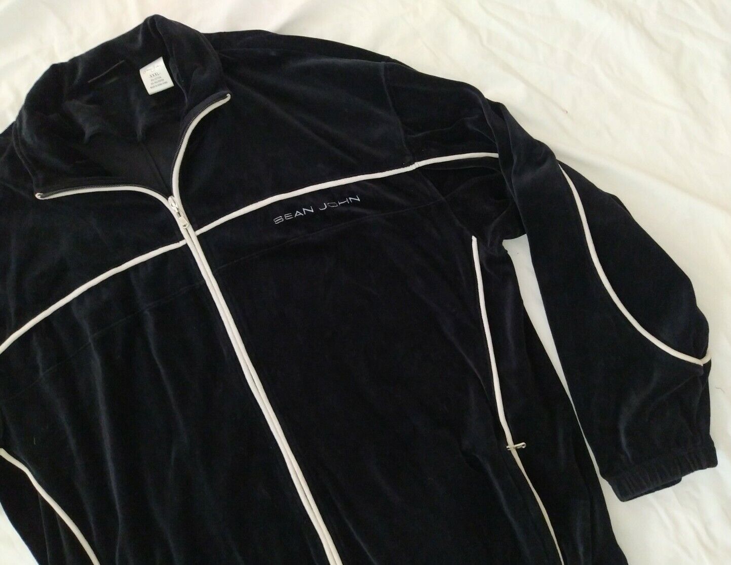Vintage Sean John black zip Track Jacket Mens 3XL Velour Velvet HK supreme