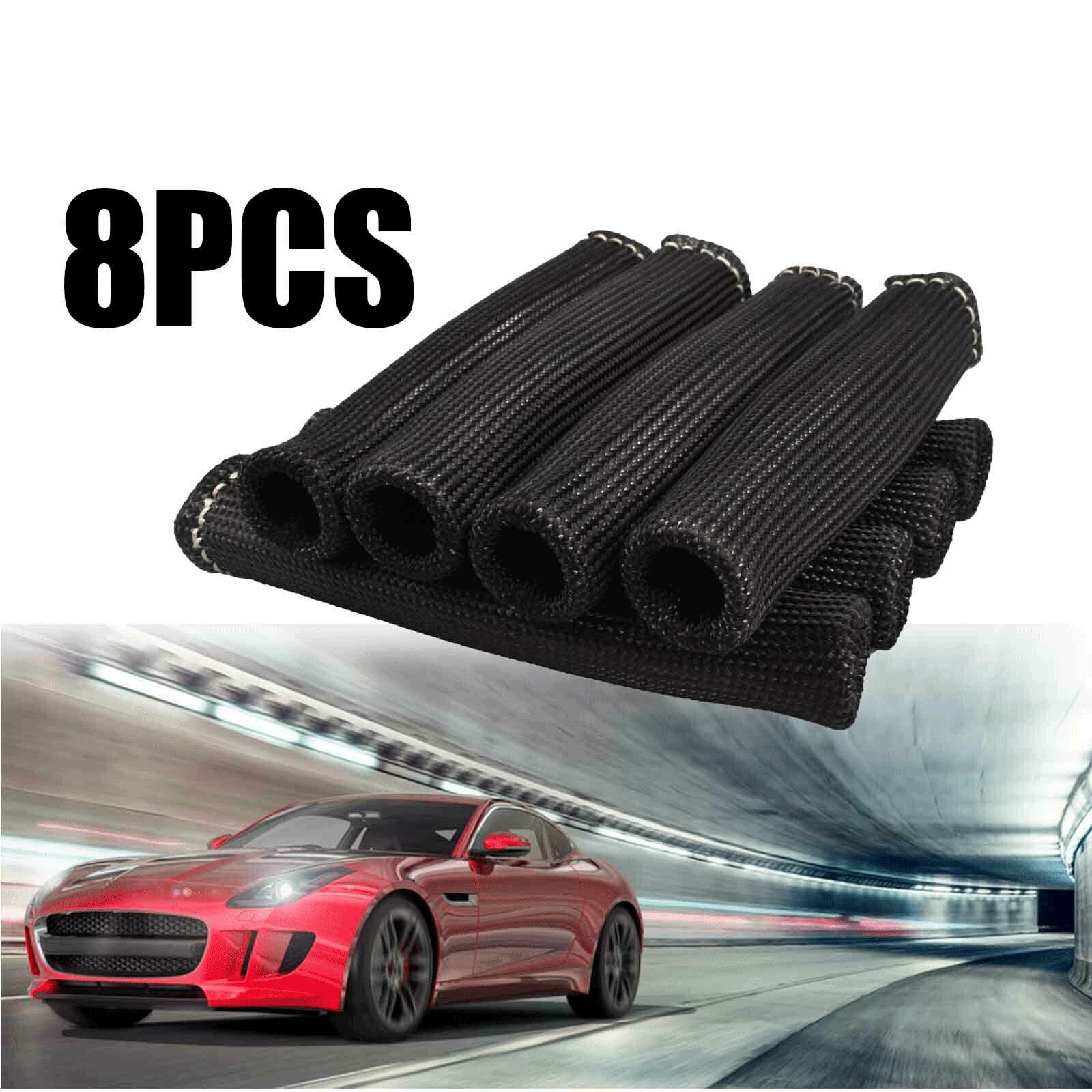 8 PCS 6" Spark Plug Wire Boots Protector Sleeve Heat Shield Cover - Foto 9