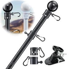 Black Flag Pole for House - Tangle Free Outdoor Flag Pole Kit with Holder Bra...