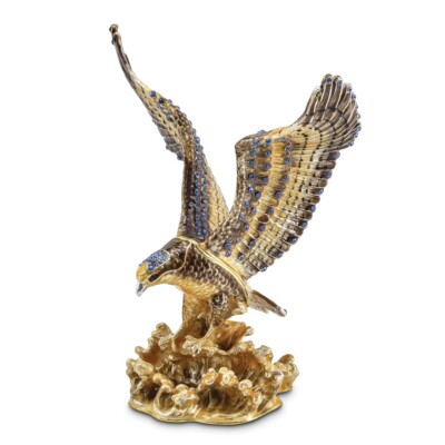 Bejeweled VALIANT Golden Eagle Trinket Box