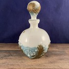 1800s Blue BROWN GREEN MILK GLASS BARBER PERFUME VANITY BOTTLE HAND PAINTED — photo 2