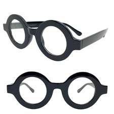 Men's Classy Elegant Retro Modern Clear Lens Eyeglasses Small Round Black Frame
