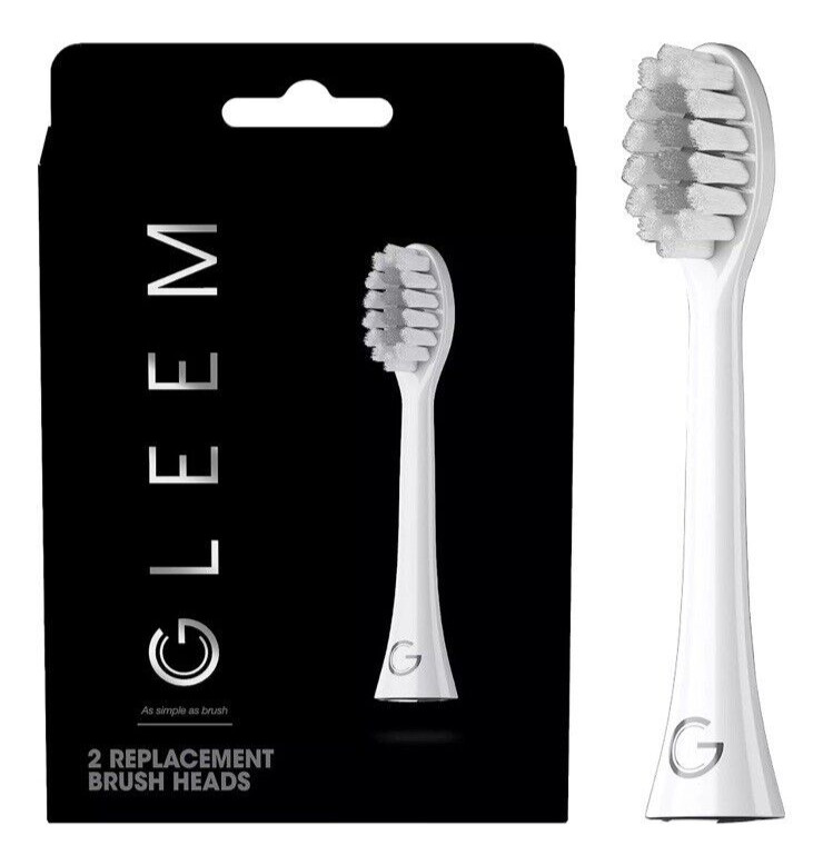 GLEEM Toothbrush Replacement Brush Heads Refill, White, 2 co