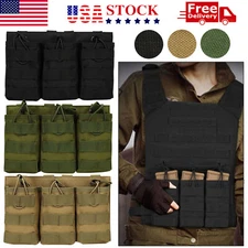 Tactical Molle Triple Magazine Pouch Nylon Open Top 5.56 .223 Rifle Mag Holder