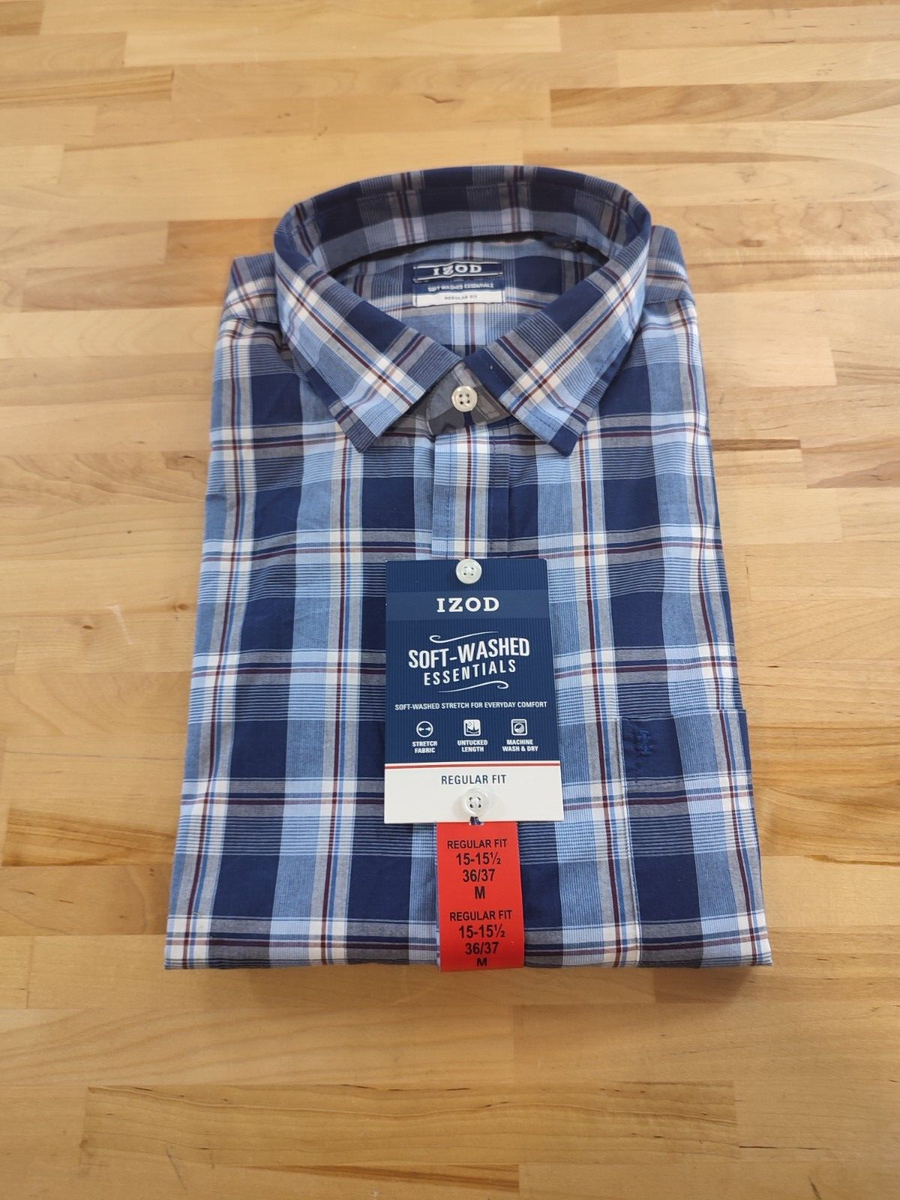 15 36 37 dress shirt Mens Izod Soft Washed Stretch Untucked Dress Shirt Dark Blue Med. 15-15.5 36 /37