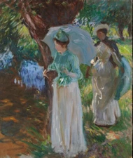  high quality oil handpainted painting  on canvas-Two Girls with Parasols 