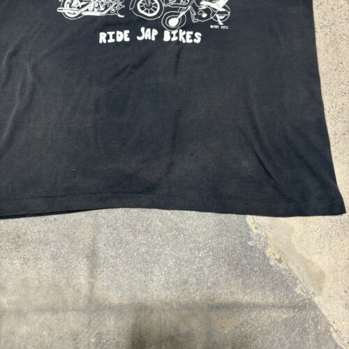 Vintage Motorcycle Shirt Men's Large Black 80s Biker Friends Japanese Americana* - Picture 3 of 12