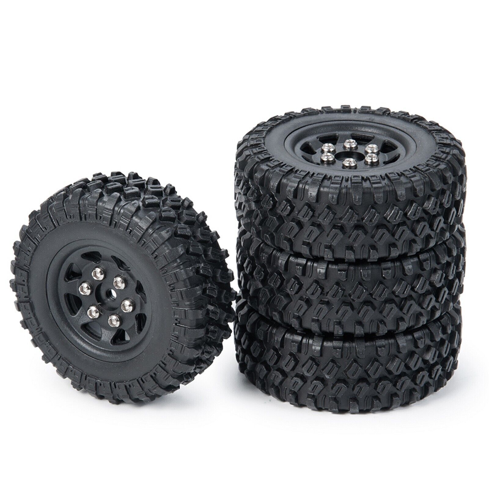 INJORA 1/24 Beadlock Tires Wheel Rims for Axial SCX24 Deadbolt C10 JLU