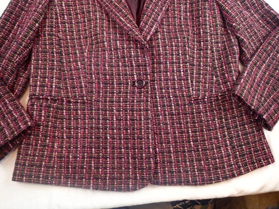 MARINA RINALD BLAZER,Ladies Jacket, SZ 21/ US 16,wool BLEND TWEED METALLIC TU - Image 3 of 4