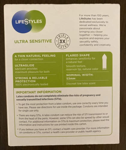 Lifestyles Ultra Sensitive 36 Natural Rubber Latex Condoms Exp: 2027-02-28 - Picture 4 of 5