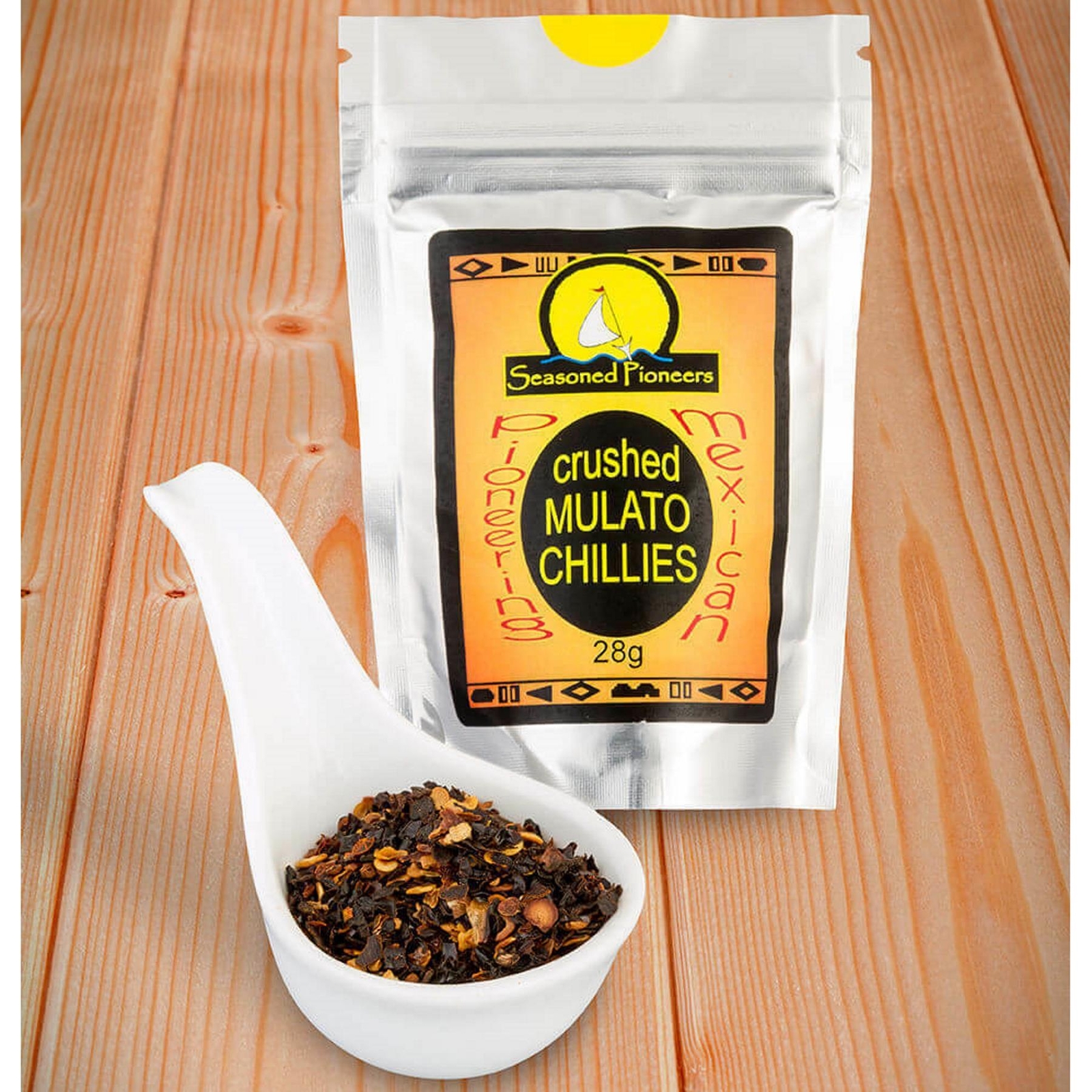 Mexican Chillies Seasoned Pioneers Crushed Mulato 28g Resealable Spice Packet